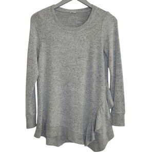 Studio 1886 Ruffled Gray Tunic Sweater Sz XS‎